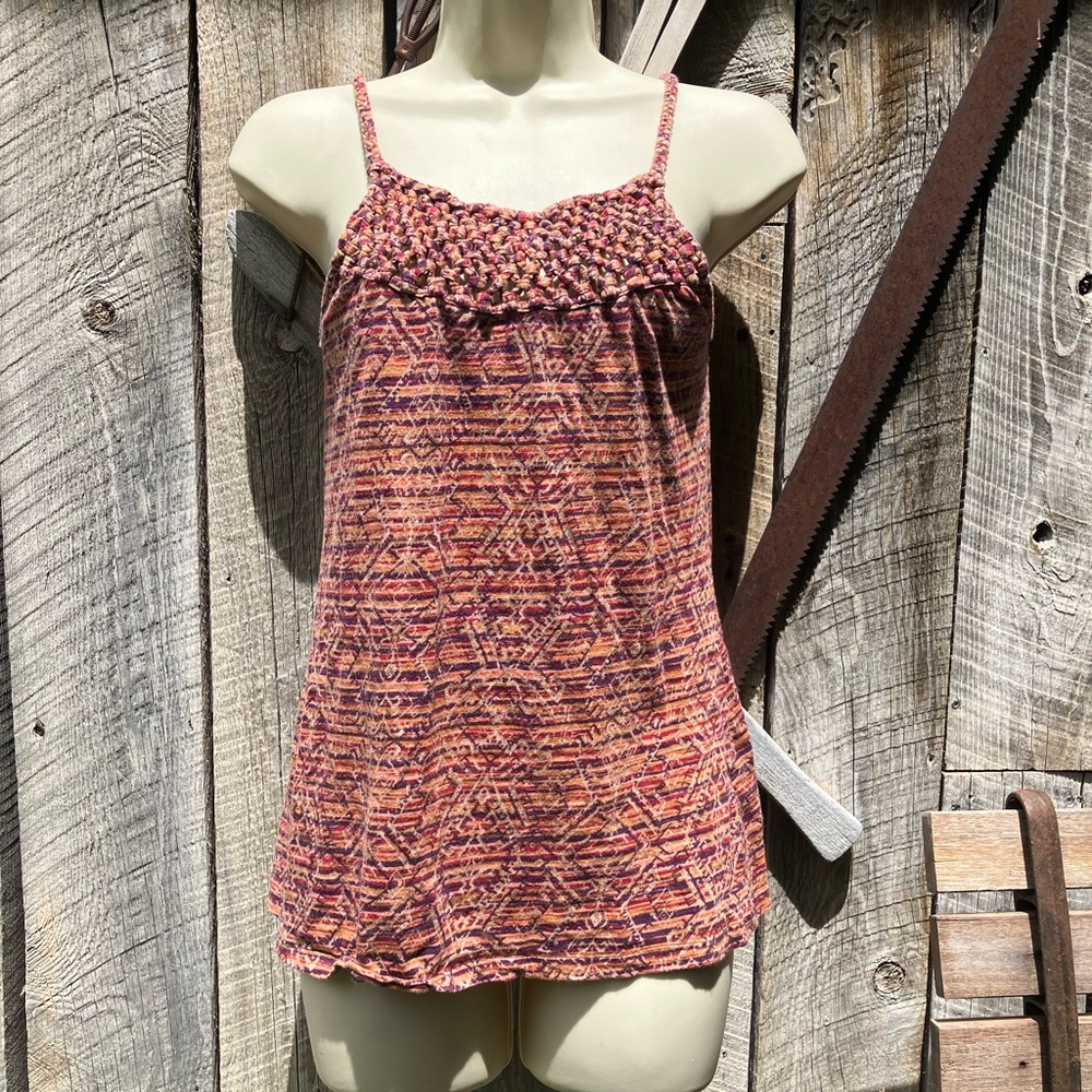 Pretty Boho tank with lattice neckline and braided straps by Maurice’s, M